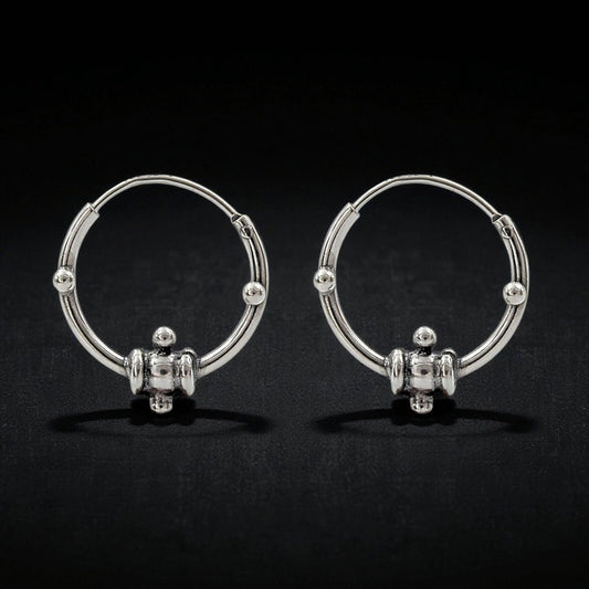 Divine 925 Real Sterling Silver Oxidized bali hoop earrings for women - Pair