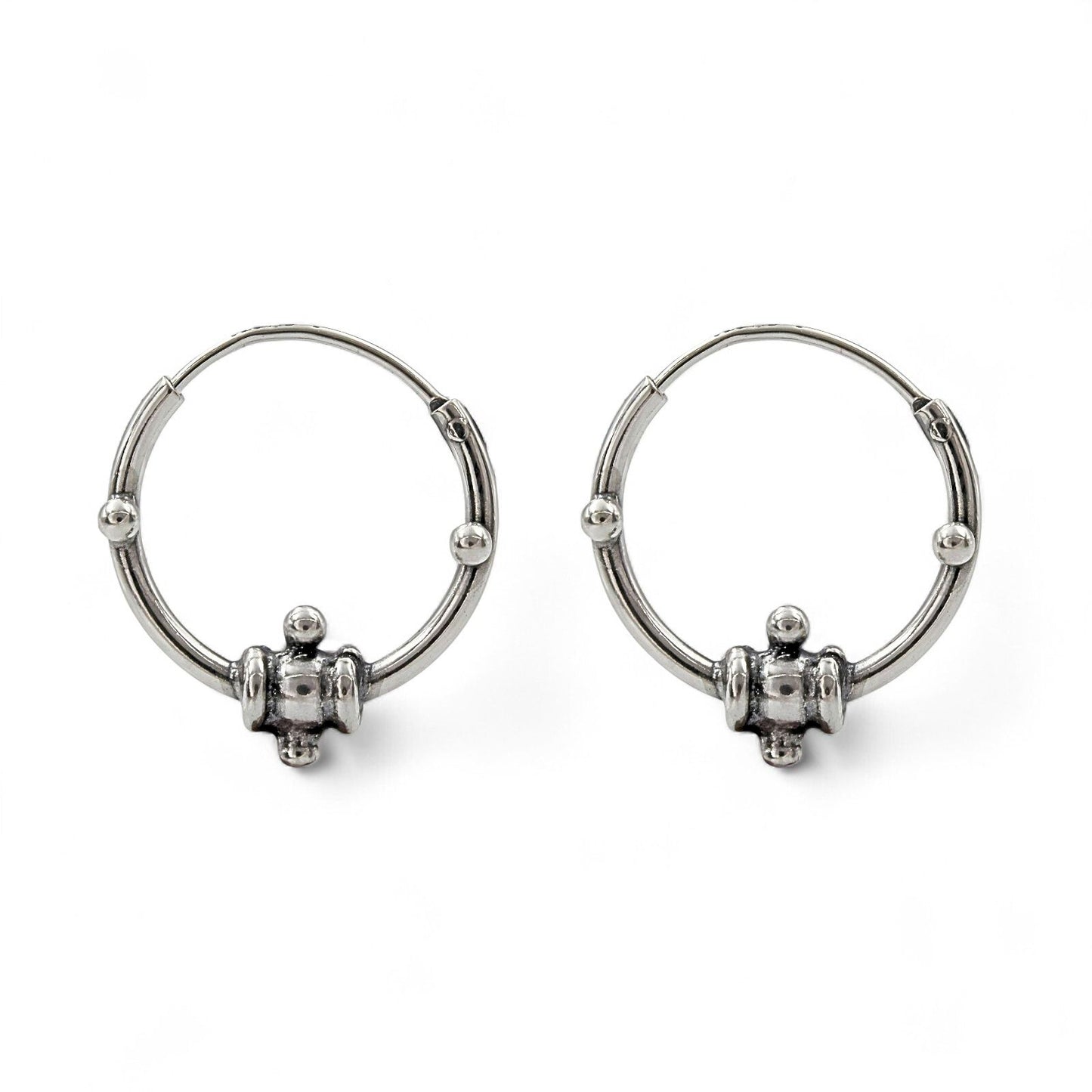 Divine 925 Real Sterling Silver Oxidized bali hoop earrings for women - Pair
