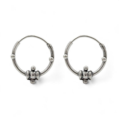 Divine 925 Real Sterling Silver Oxidized bali hoop earrings for women - Pair