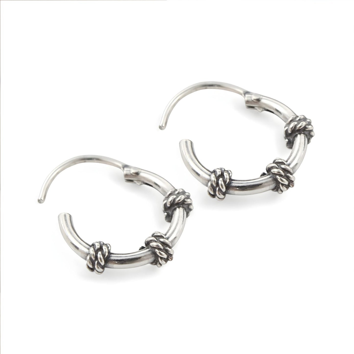 Trendy 925 Real Sterling Silver Oxidized rope design small hoop earrings for Girls - Pair