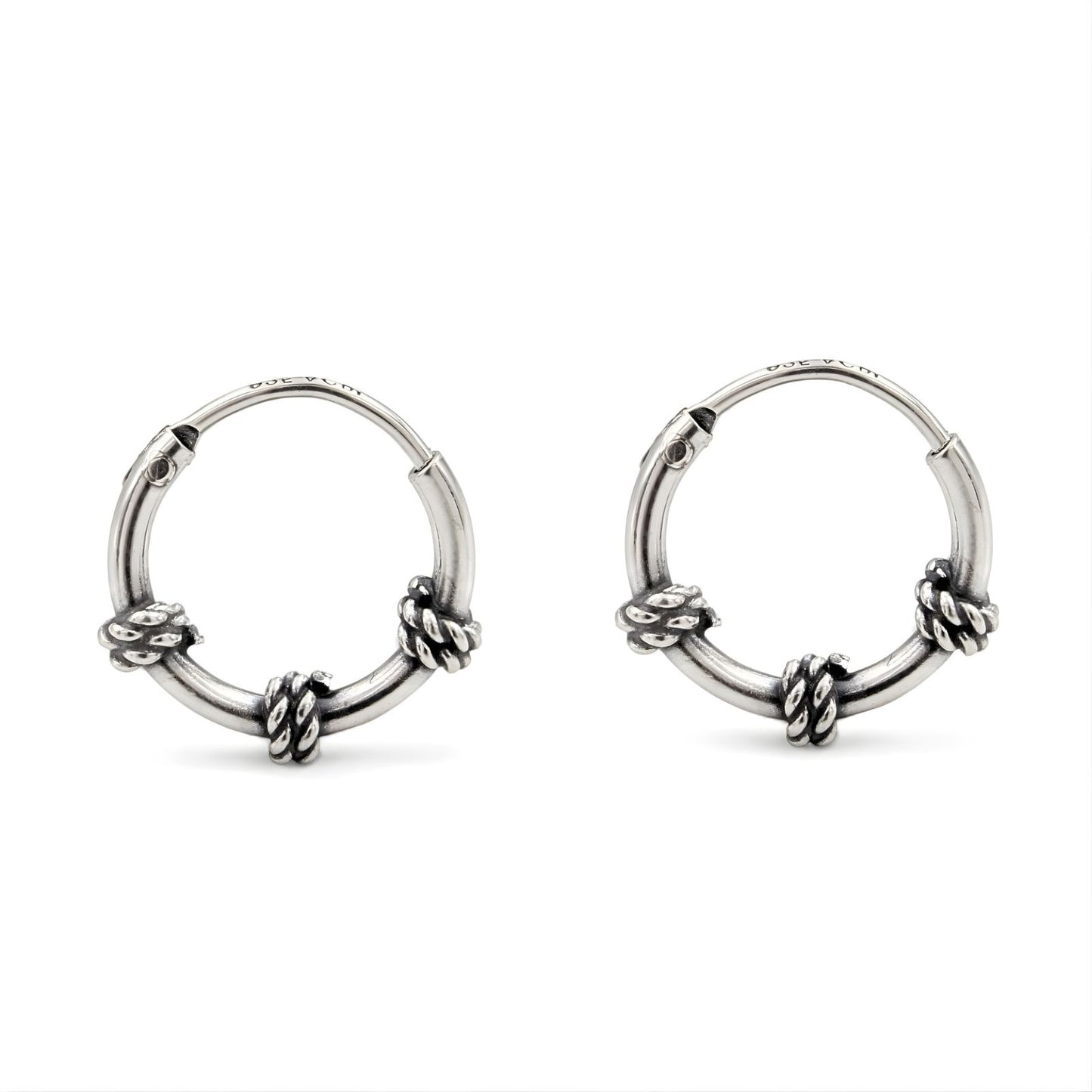 Trendy 925 Real Sterling Silver Oxidized rope design small hoop earrings for Girls - Pair