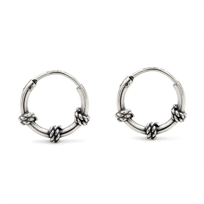Trendy 925 Real Sterling Silver Oxidized rope design small hoop earrings for Girls - Pair