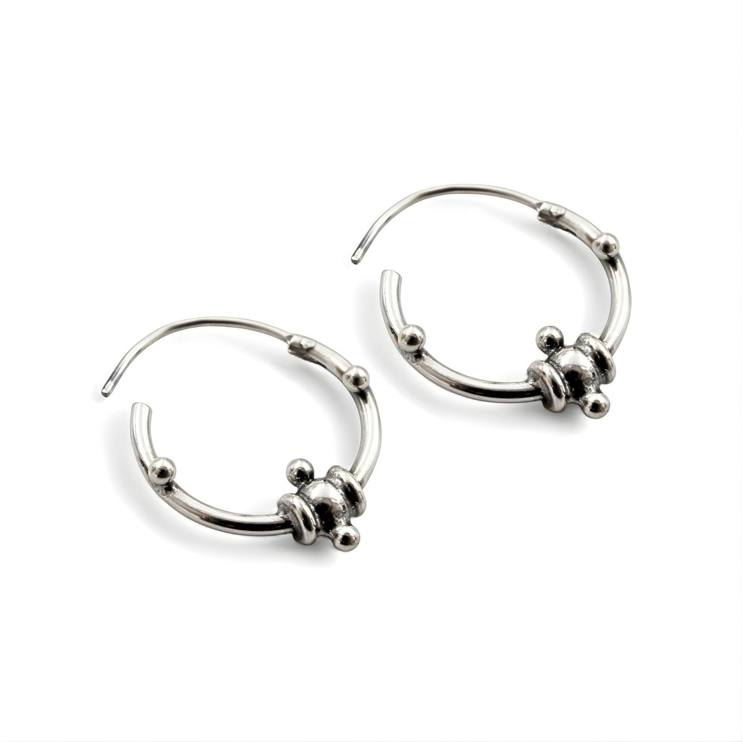 Divine 925 Real Sterling Silver Oxidized bali hoop earrings for women - Pair