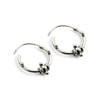 Divine 925 Real Sterling Silver Oxidized bali hoop earrings for women - Pair