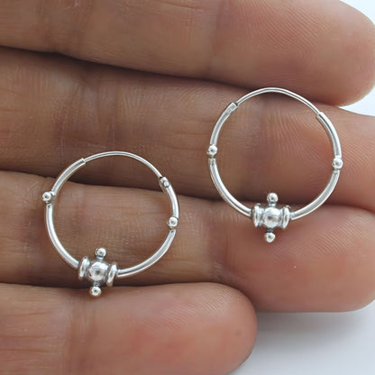 Divine 925 Real Sterling Silver Oxidized bali hoop earrings for women - Pair