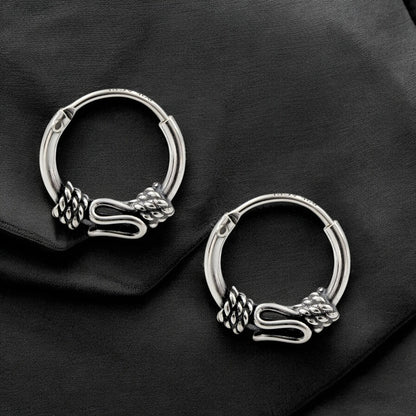 925 Real Sterling Silver Oxidized unique Design hoop earrings for Girls - Pair