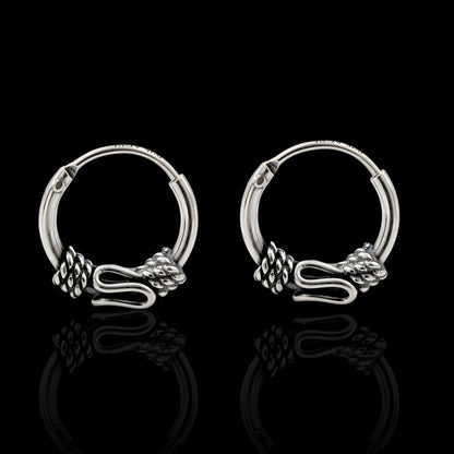 925 Real Sterling Silver Oxidized unique Design hoop earrings for Girls - Pair