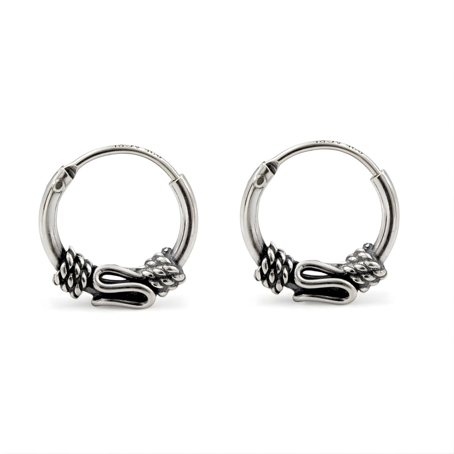 925 Real Sterling Silver Oxidized unique Design hoop earrings for Girls - Pair