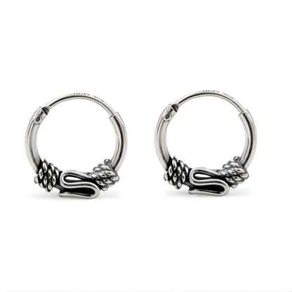 925 Real Sterling Silver Oxidized unique Design hoop earrings for Girls - Pair