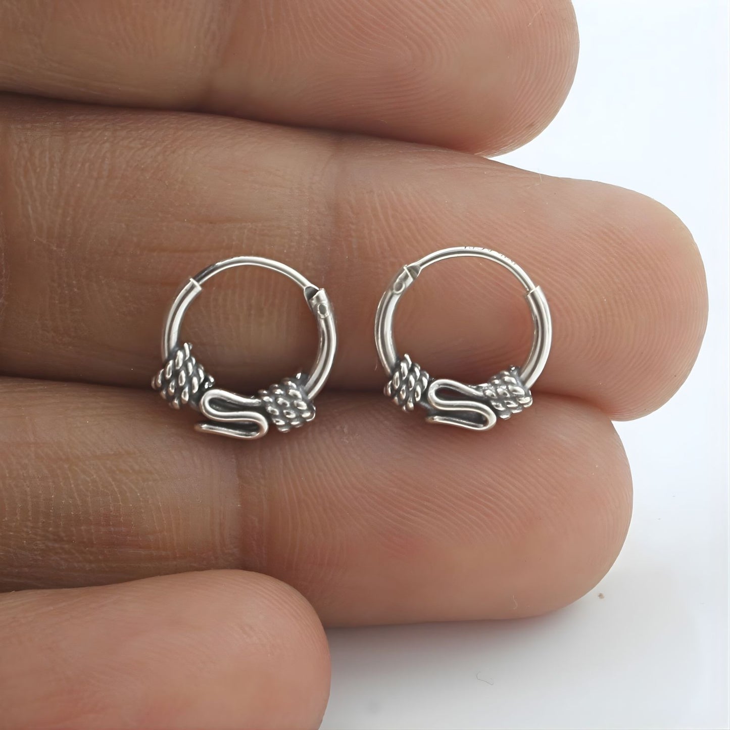 925 Real Sterling Silver Oxidized unique Design hoop earrings for Girls - Pair