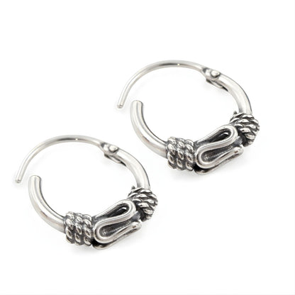 925 Real Sterling Silver Oxidized unique Design hoop earrings for Girls - Pair