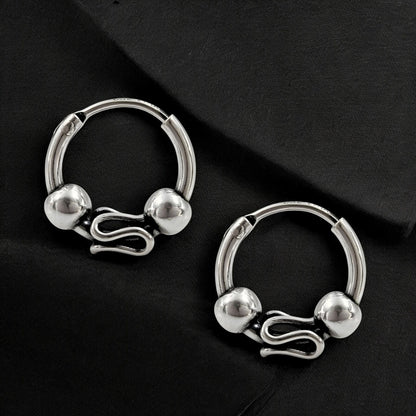925 Real Sterling Silver Oxidized Bali hoop earrings for Girls - Pair