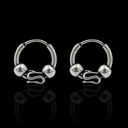 925 Real Sterling Silver Oxidized Bali hoop earrings for Girls - Pair
