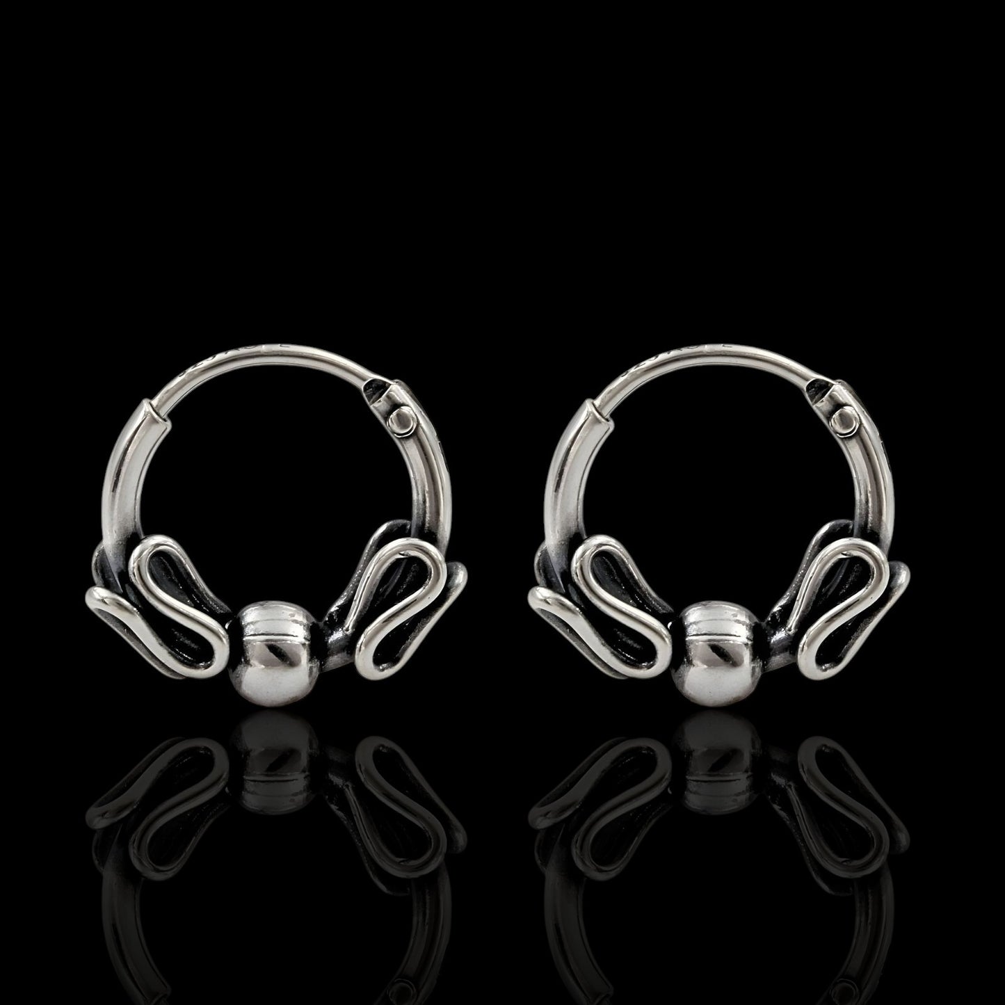 925 Real Sterling Silver Oxidized bali hoop earrings for Girls - Pair