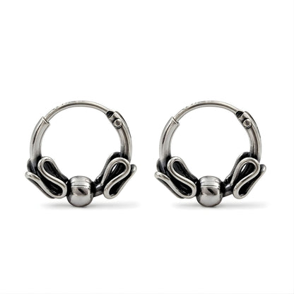 925 Real Sterling Silver Oxidized bali hoop earrings for Girls - Pair