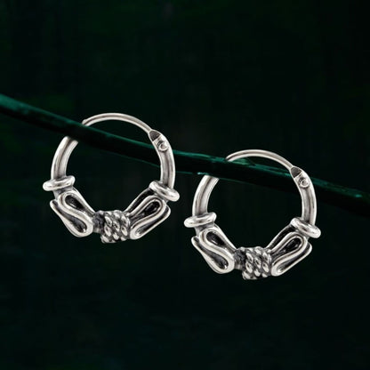 925 Real Sterling Silver Oxidized wired style bali hoop earrings for Girls - Pair
