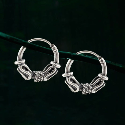 925 Real Sterling Silver Oxidized wired style bali hoop earrings for Girls - Pair