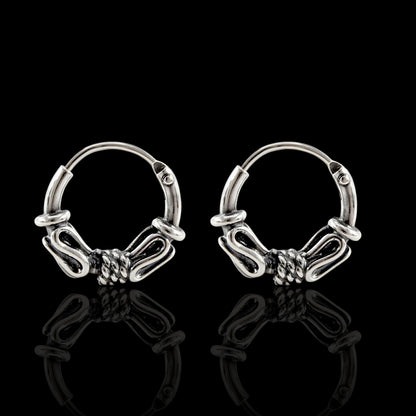 925 Real Sterling Silver Oxidized wired style bali hoop earrings for Girls - Pair