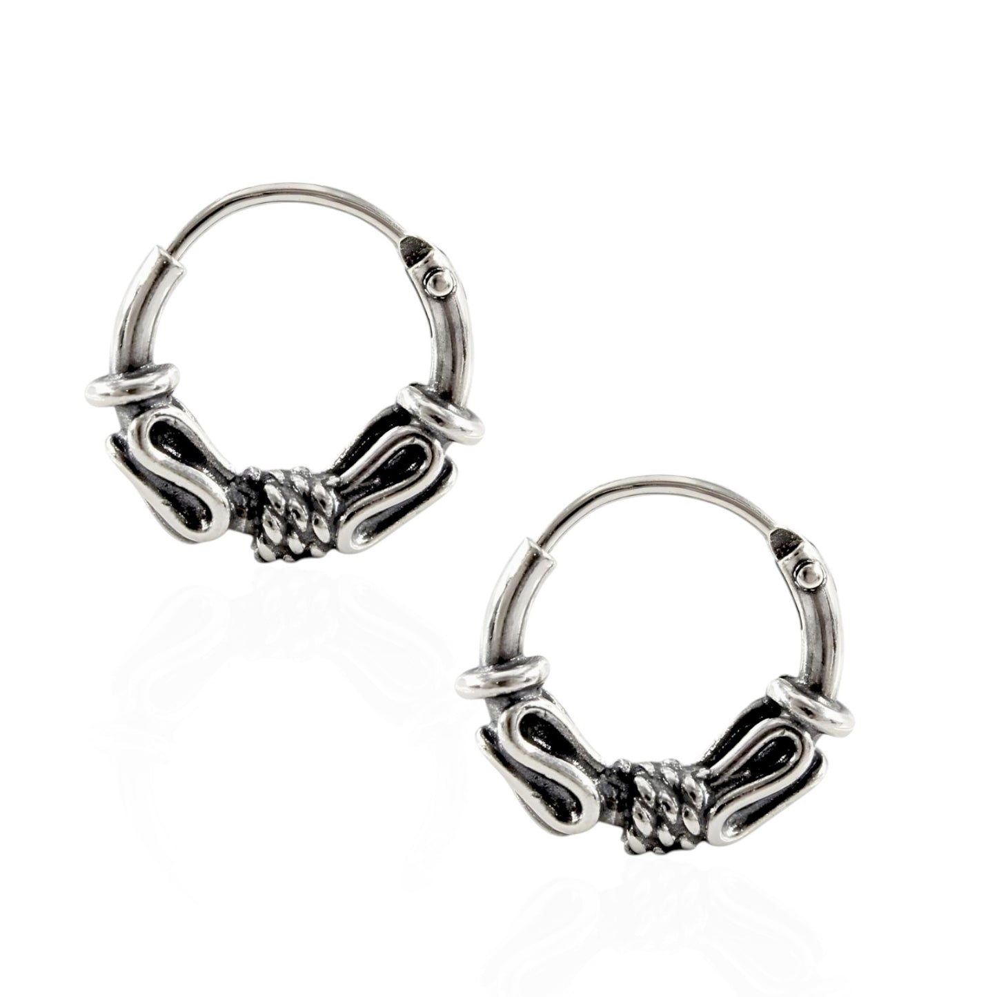 925 Real Sterling Silver Oxidized wired style bali hoop earrings for Girls - Pair