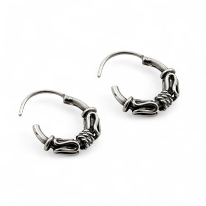 925 Real Sterling Silver Oxidized wired style bali hoop earrings for Girls - Pair