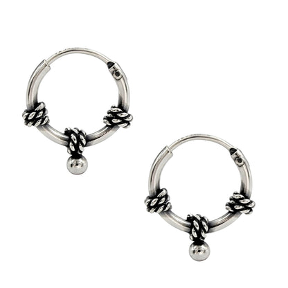 925 Real Sterling Silver Oxidized divine bali hoop earrings for Girls - Pair