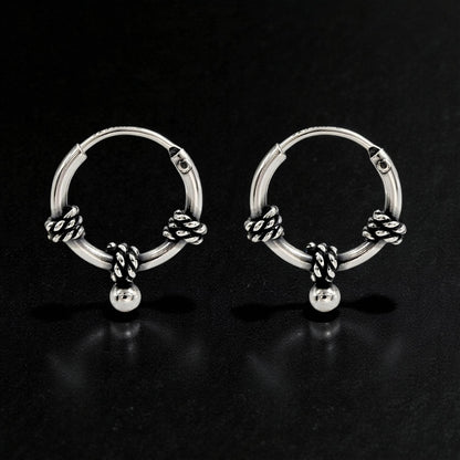 925 Real Sterling Silver Oxidized divine bali hoop earrings for Girls - Pair