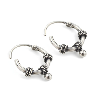 925 Real Sterling Silver Oxidized divine bali hoop earrings for Girls - Pair