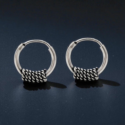 Trible 925 Real Sterling Silver Oxidized hoop earrings for Girls  - Pair
