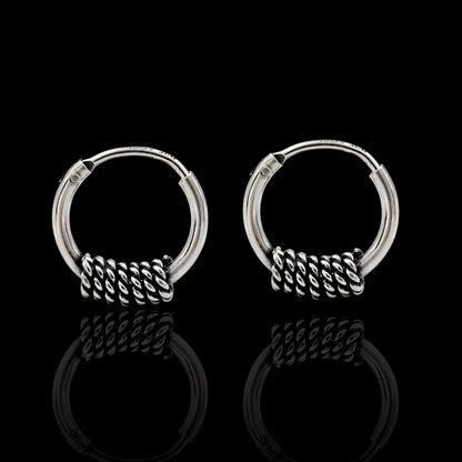 Trible 925 Real Sterling Silver Oxidized hoop earrings for Girls  - Pair