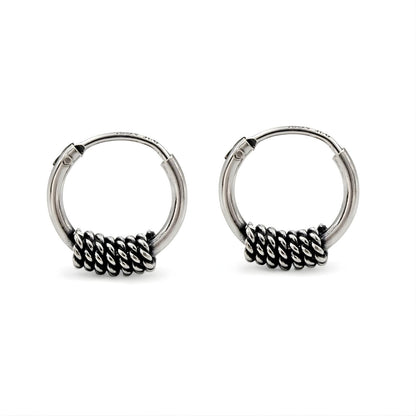 Trible 925 Real Sterling Silver Oxidized hoop earrings for Girls  - Pair
