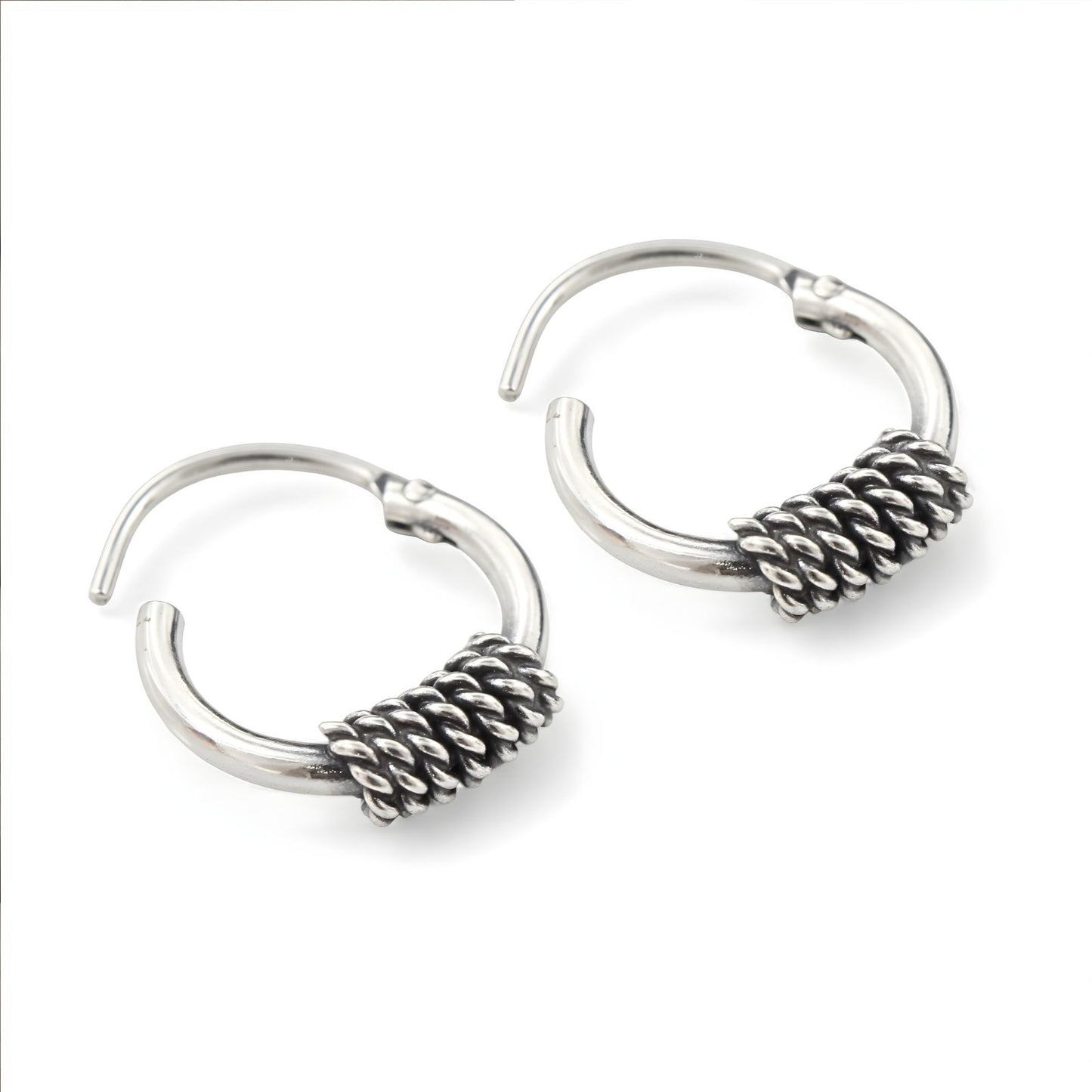Trible 925 Real Sterling Silver Oxidized hoop earrings for Girls  - Pair