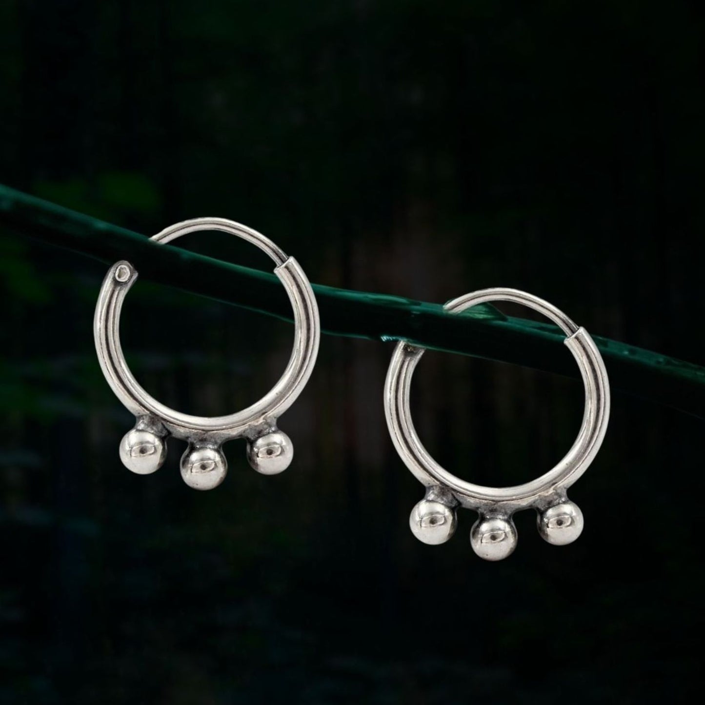 925 Real Sterling Silver Oxidized small bali hoop earrings for Girls - Pair