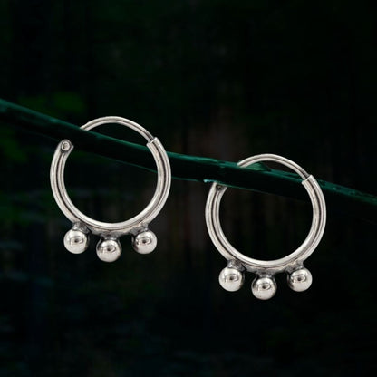 925 Real Sterling Silver Oxidized small bali hoop earrings for Girls - Pair