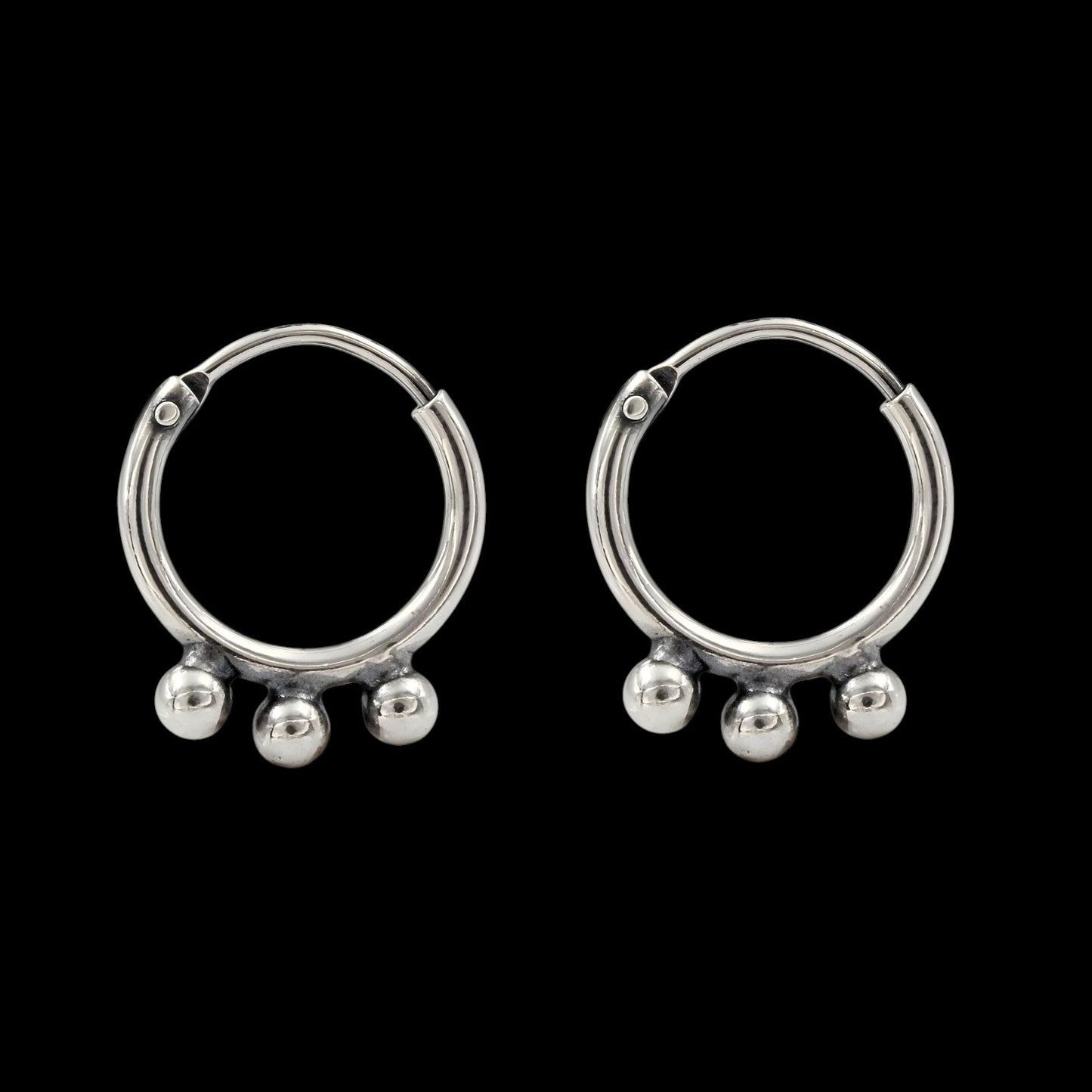 925 Real Sterling Silver Oxidized small bali hoop earrings for Girls - Pair