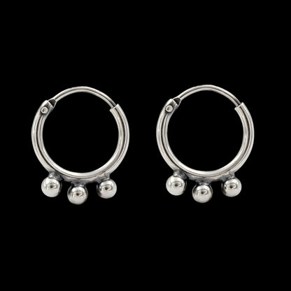 925 Real Sterling Silver Oxidized small bali hoop earrings for Girls - Pair