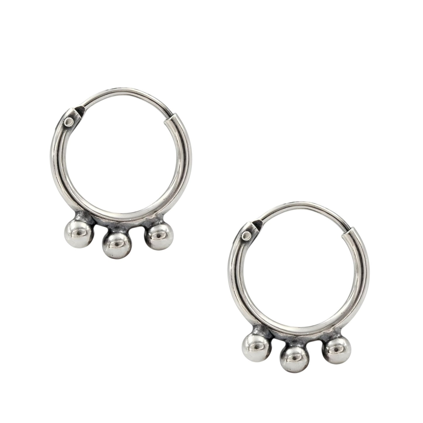 925 Real Sterling Silver Oxidized small bali hoop earrings for Girls - Pair