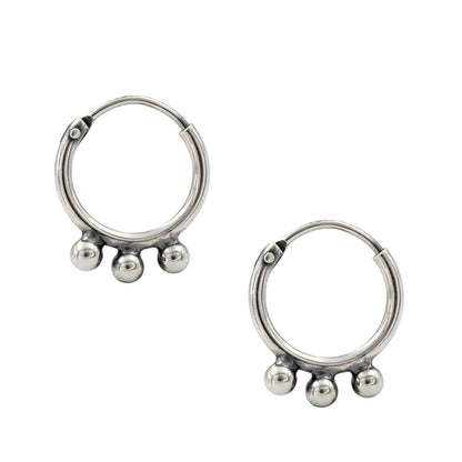 925 Real Sterling Silver Oxidized small bali hoop earrings for Girls - Pair