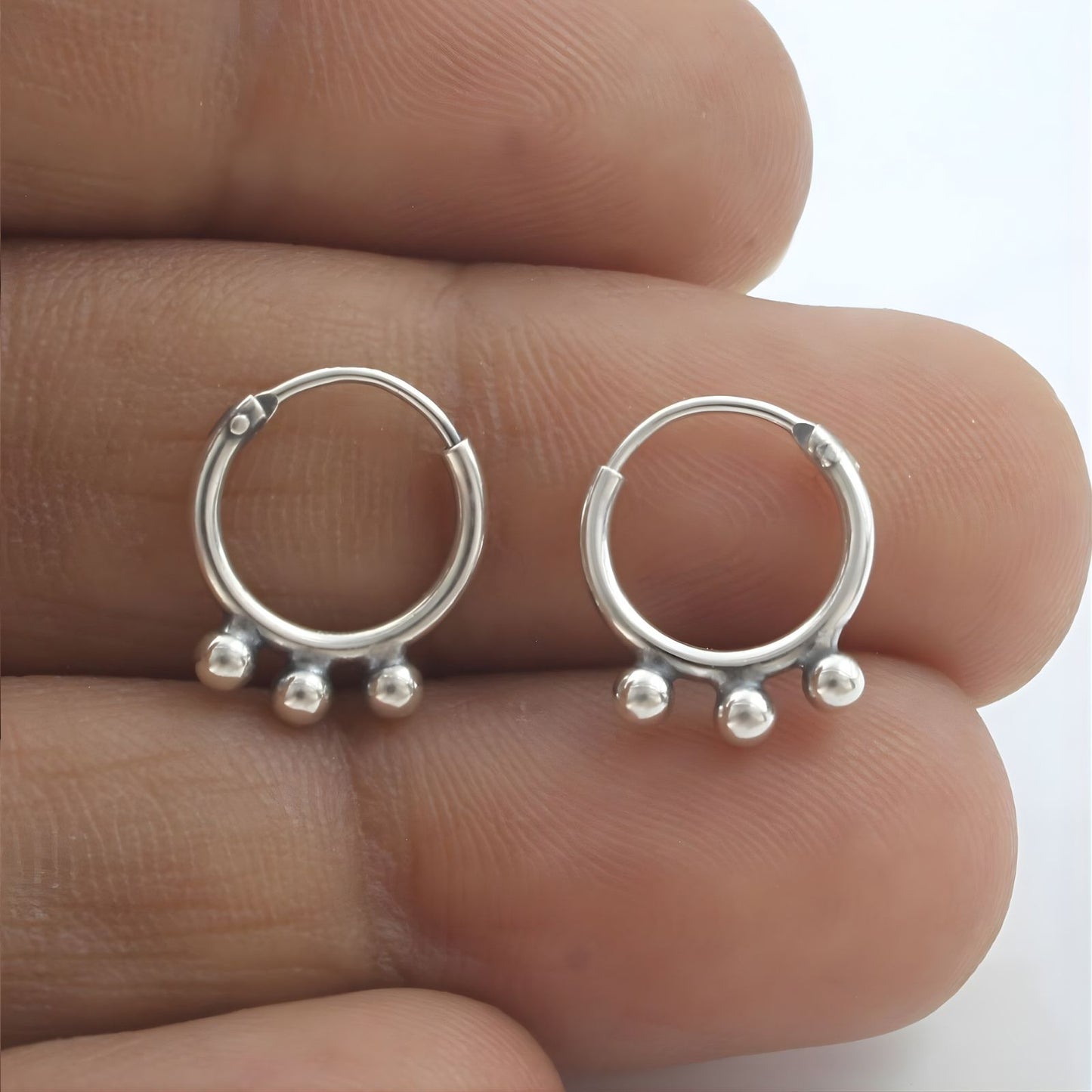 925 Real Sterling Silver Oxidized small bali hoop earrings for Girls - Pair