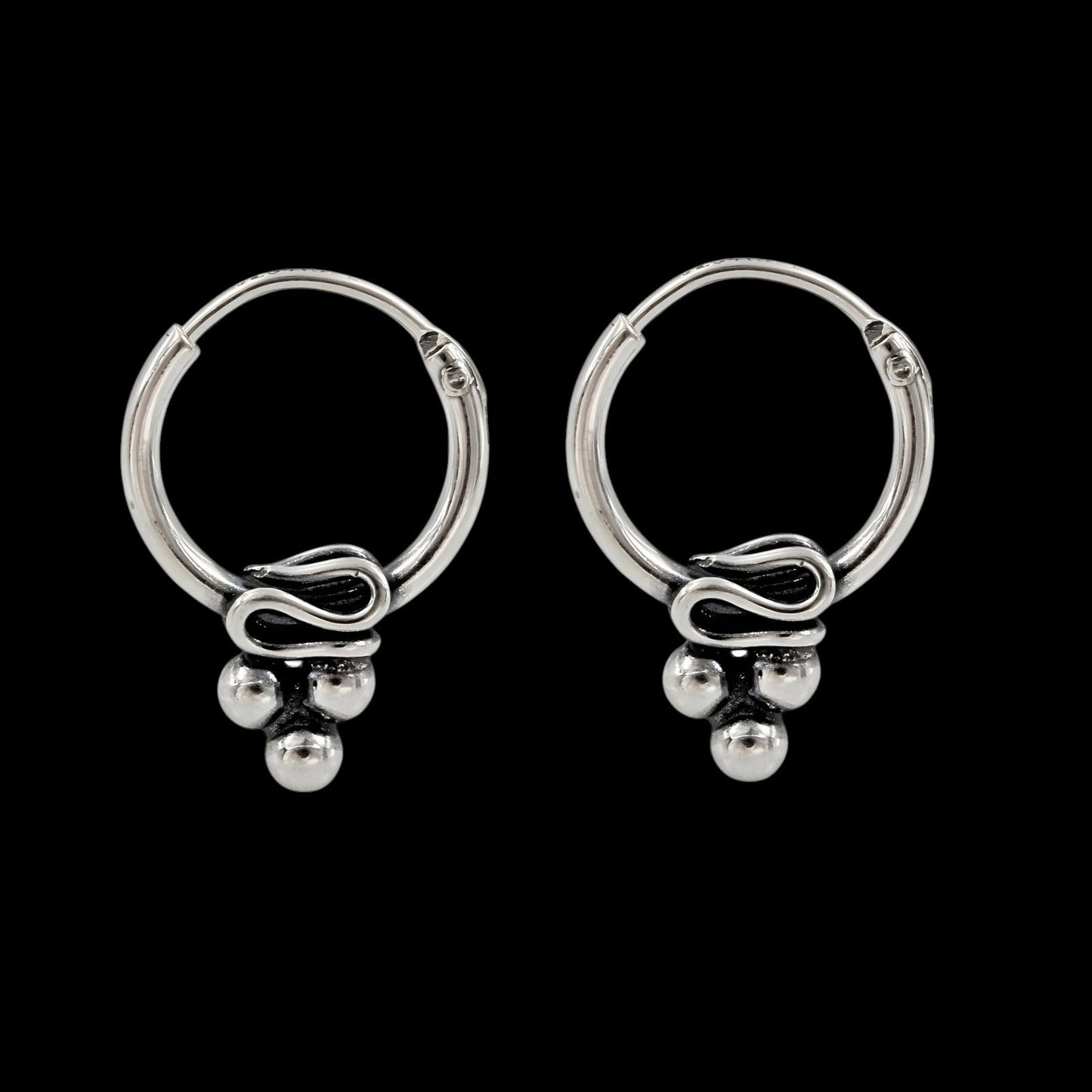 925 Real Sterling Silver Oxidized small hoop earrings for Girls - Pair