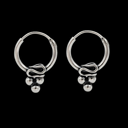 925 Real Sterling Silver Oxidized small hoop earrings for Girls - Pair