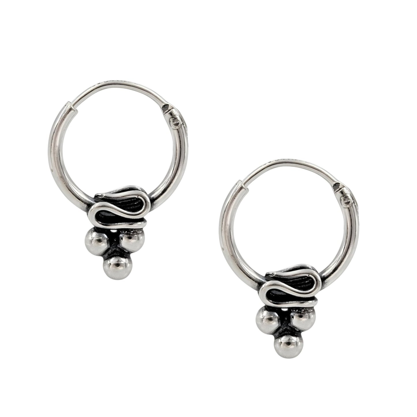 925 Real Sterling Silver Oxidized small hoop earrings for Girls - Pair