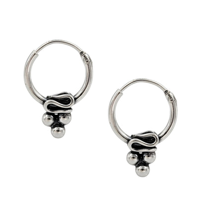 925 Real Sterling Silver Oxidized small hoop earrings for Girls - Pair