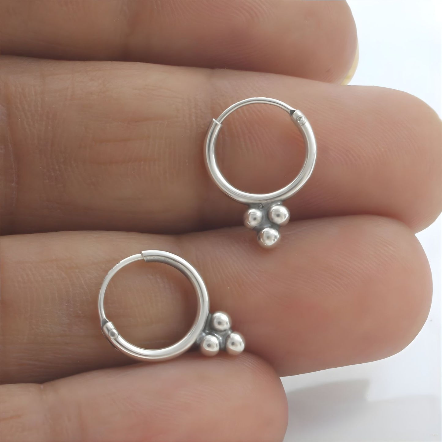 925 Real Sterling Silver Oxidized small bali hoop earrings for Girls - Pair