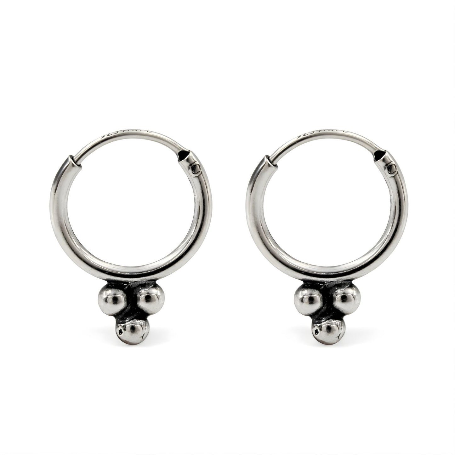 925 Real Sterling Silver Oxidized small bali hoop earrings for Girls - Pair