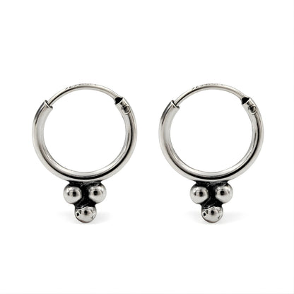 925 Real Sterling Silver Oxidized small bali hoop earrings for Girls - Pair