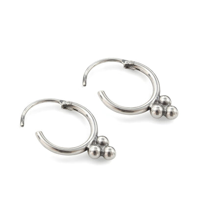 925 Real Sterling Silver Oxidized small bali hoop earrings for Girls - Pair