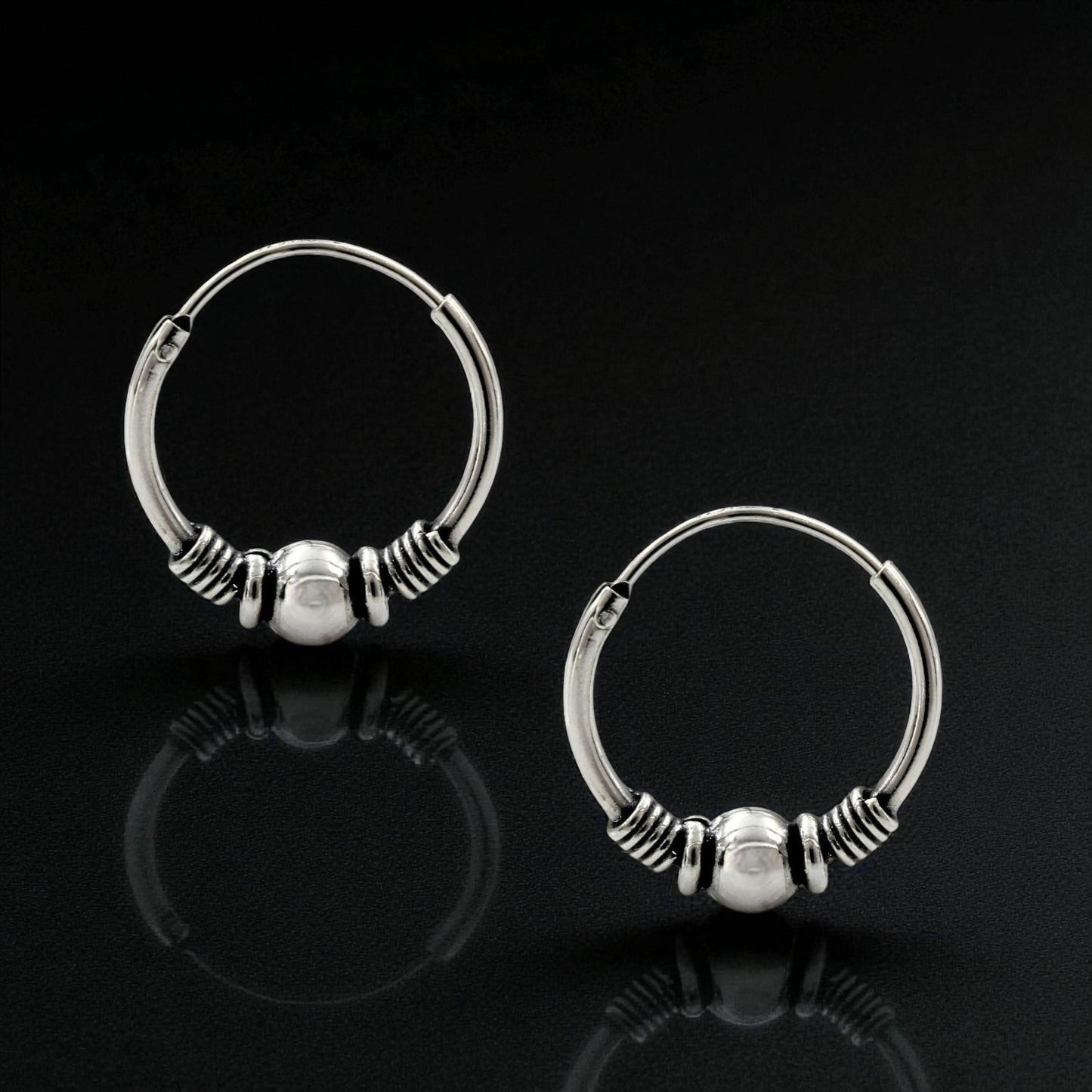 925 Real Sterling Silver Oxidized elegant bali hoop earrings for women - Pair