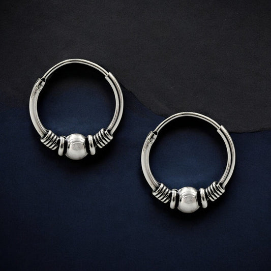 925 Real Sterling Silver Oxidized elegant bali hoop earrings for women - Pair