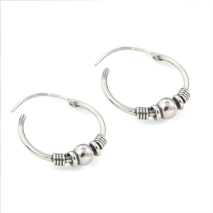 925 Real Sterling Silver Oxidized elegant bali hoop earrings for women - Pair