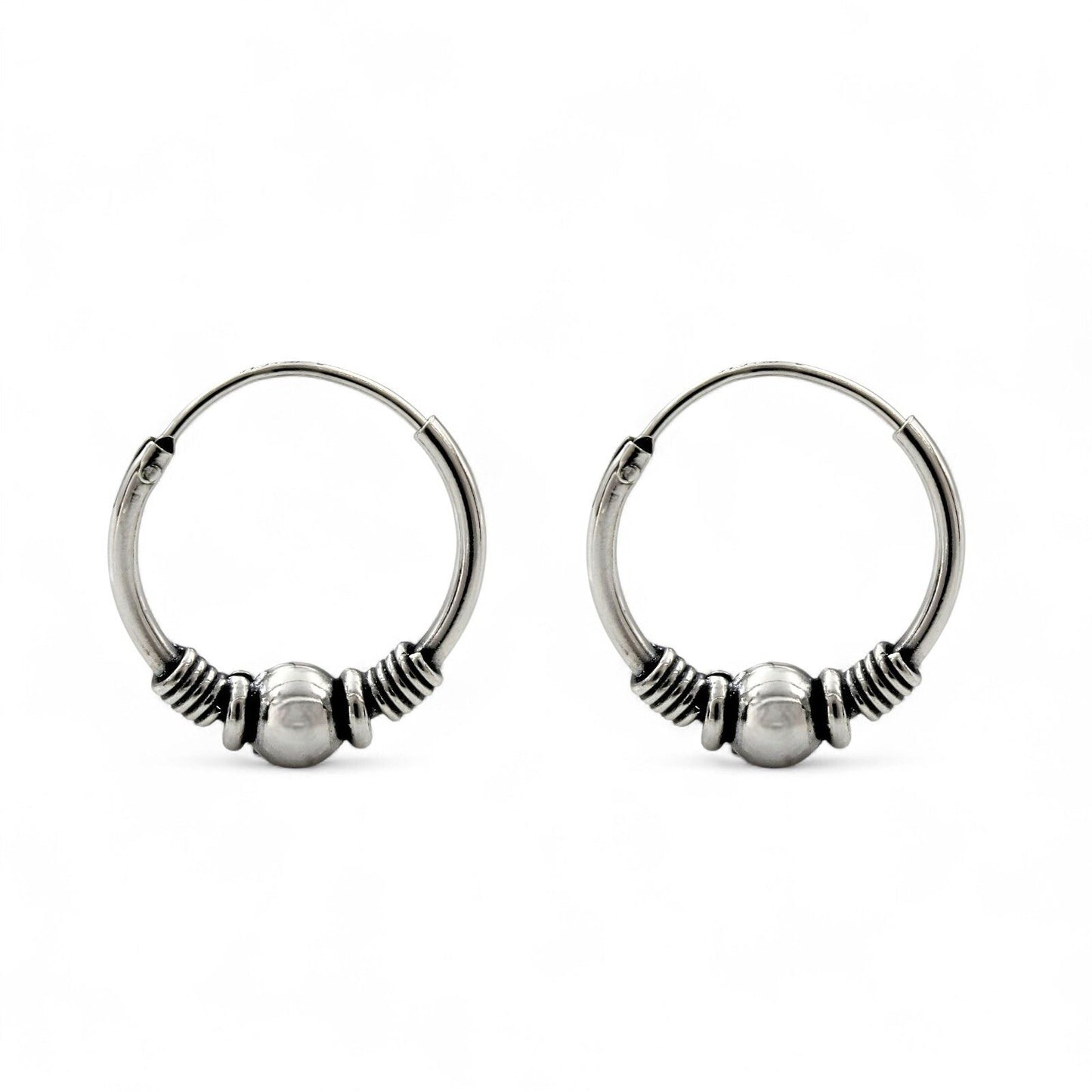 925 Real Sterling Silver Oxidized elegant bali hoop earrings for women - Pair